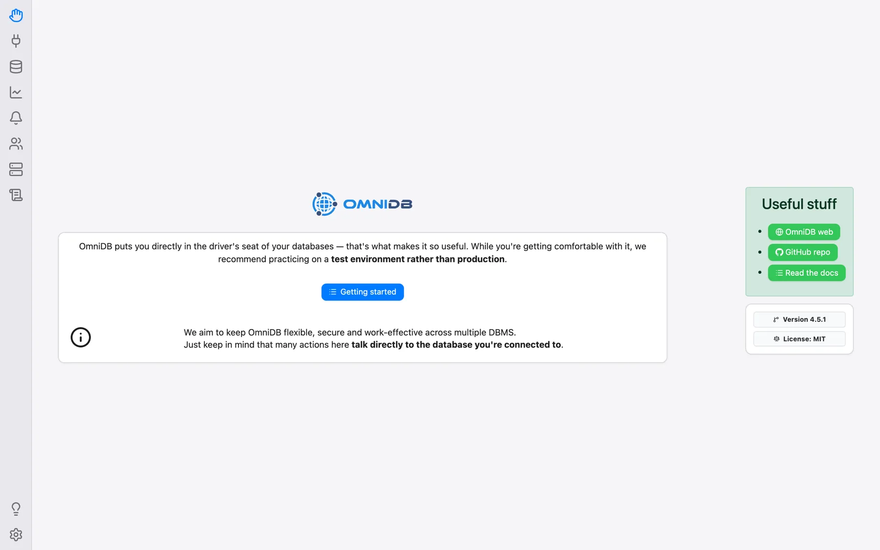 The Welcome page